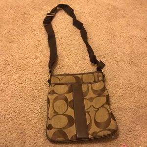 Brown cross body coach purse